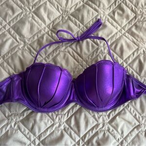 Disney Ariel Little Mermaid metallic purple seashell strapless bikini top medium